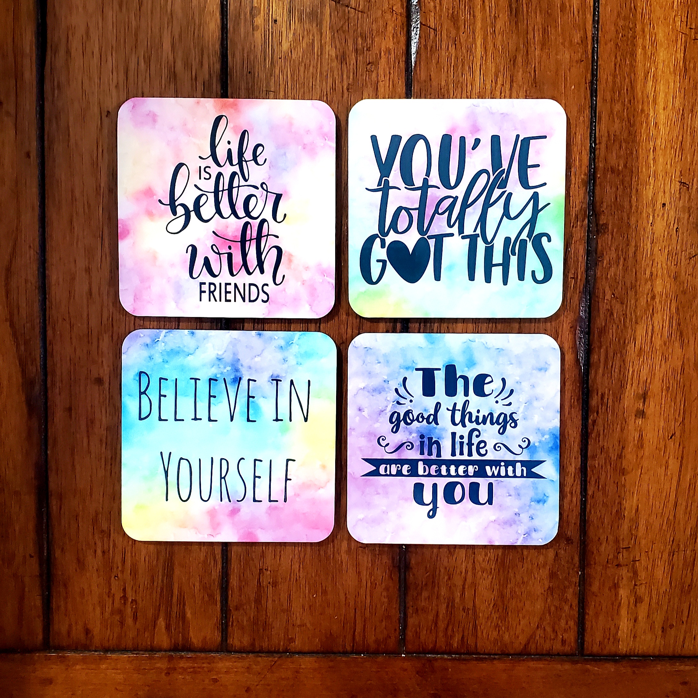 Watercolor Coasters made with sublimation printing