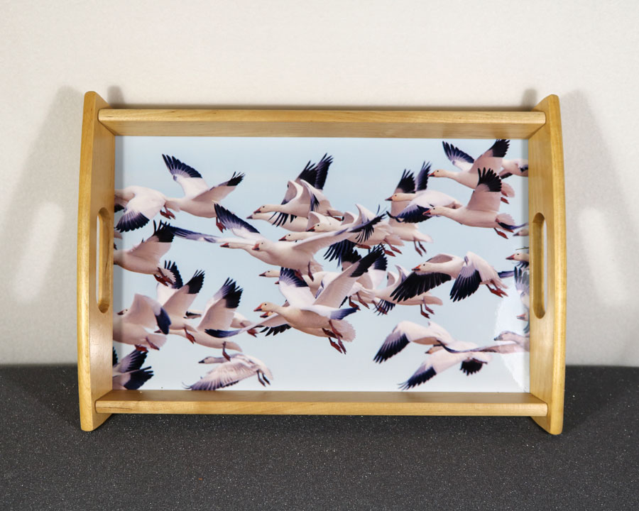 Snow Goose Serving Tray made with sublimation printing