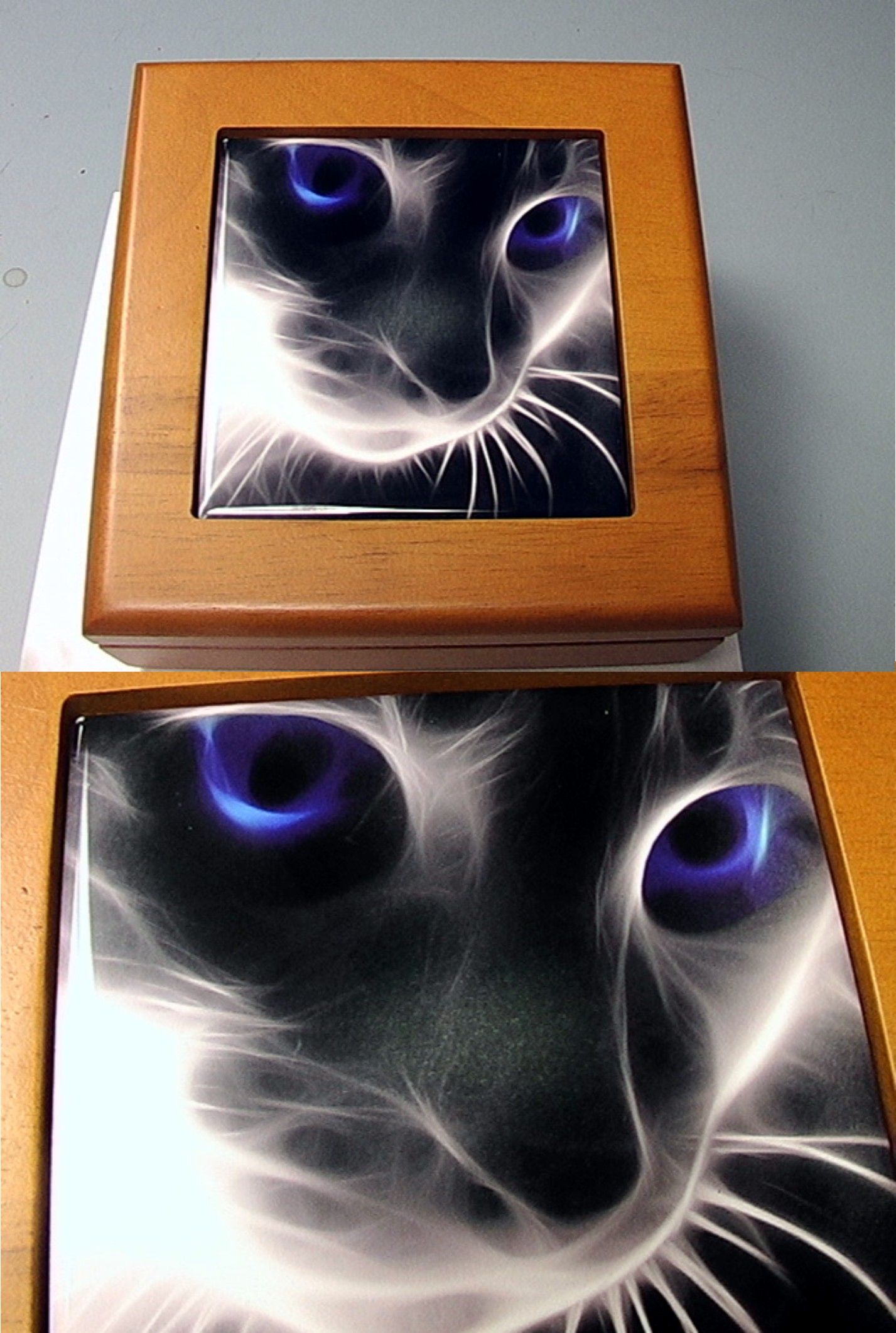tile box - creepy cat made with sublimation printing