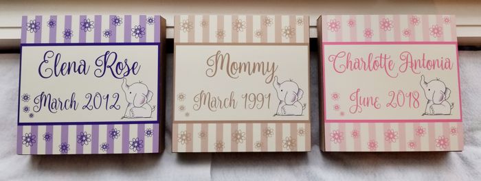 Birth shout boxes made with sublimation printing