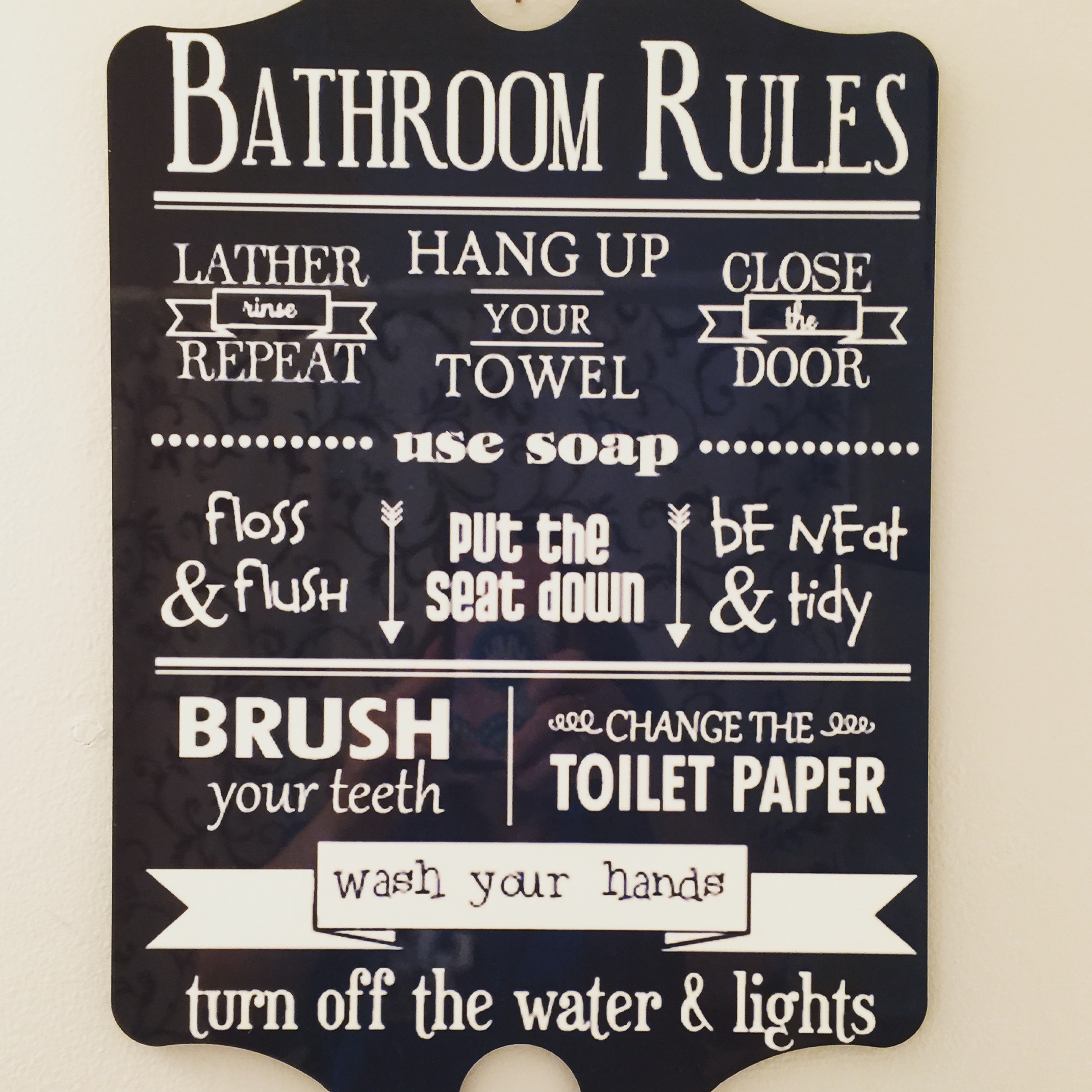 Bathroom Rules Sign made with sublimation printing