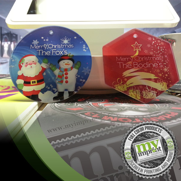 Christmas Glass Ornaments made with sublimation printing