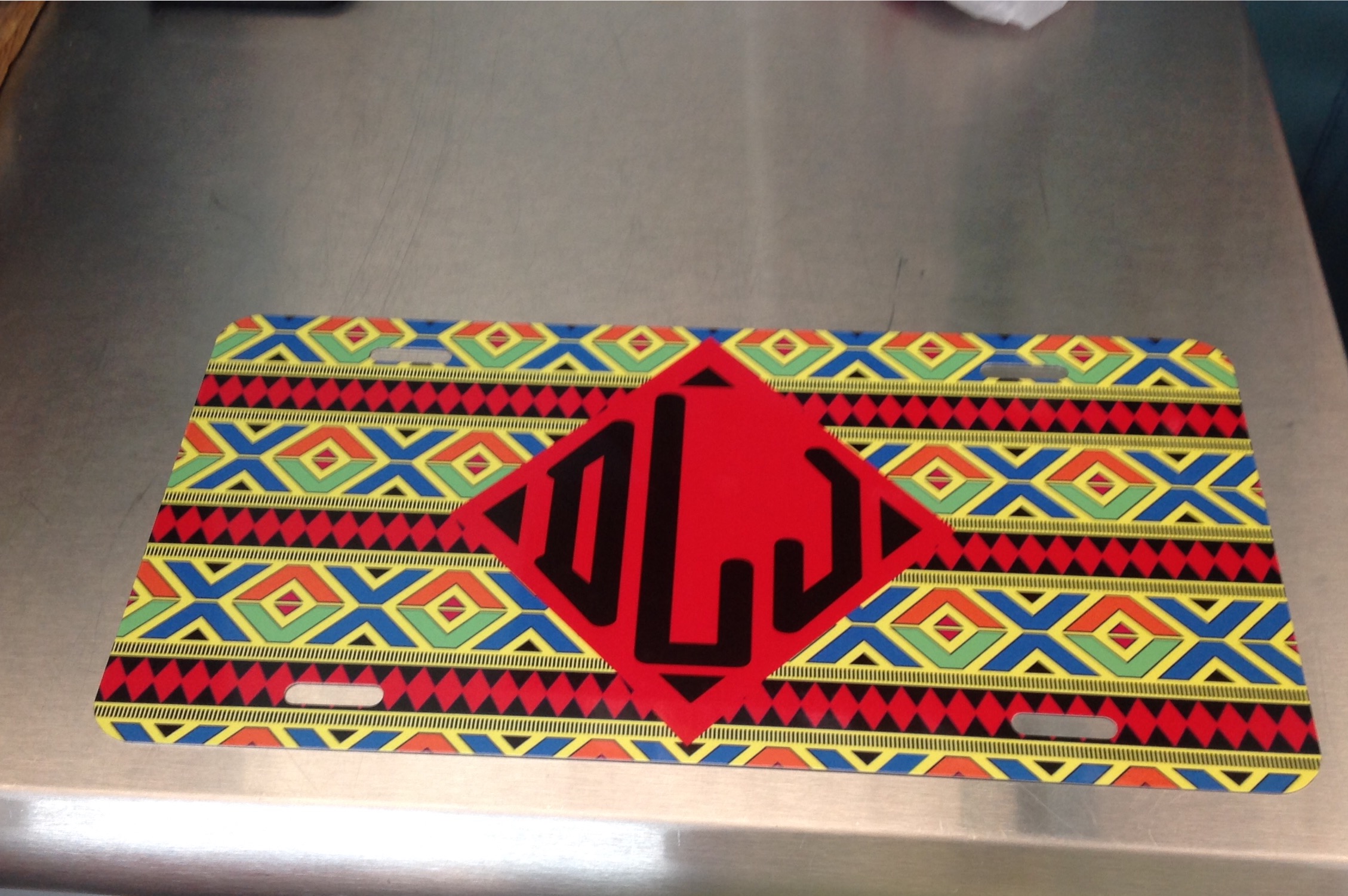 Tribal License Plate made with sublimation printing