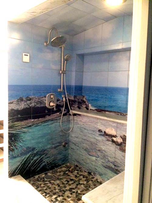 Steam Shower Mural made with sublimation printing
