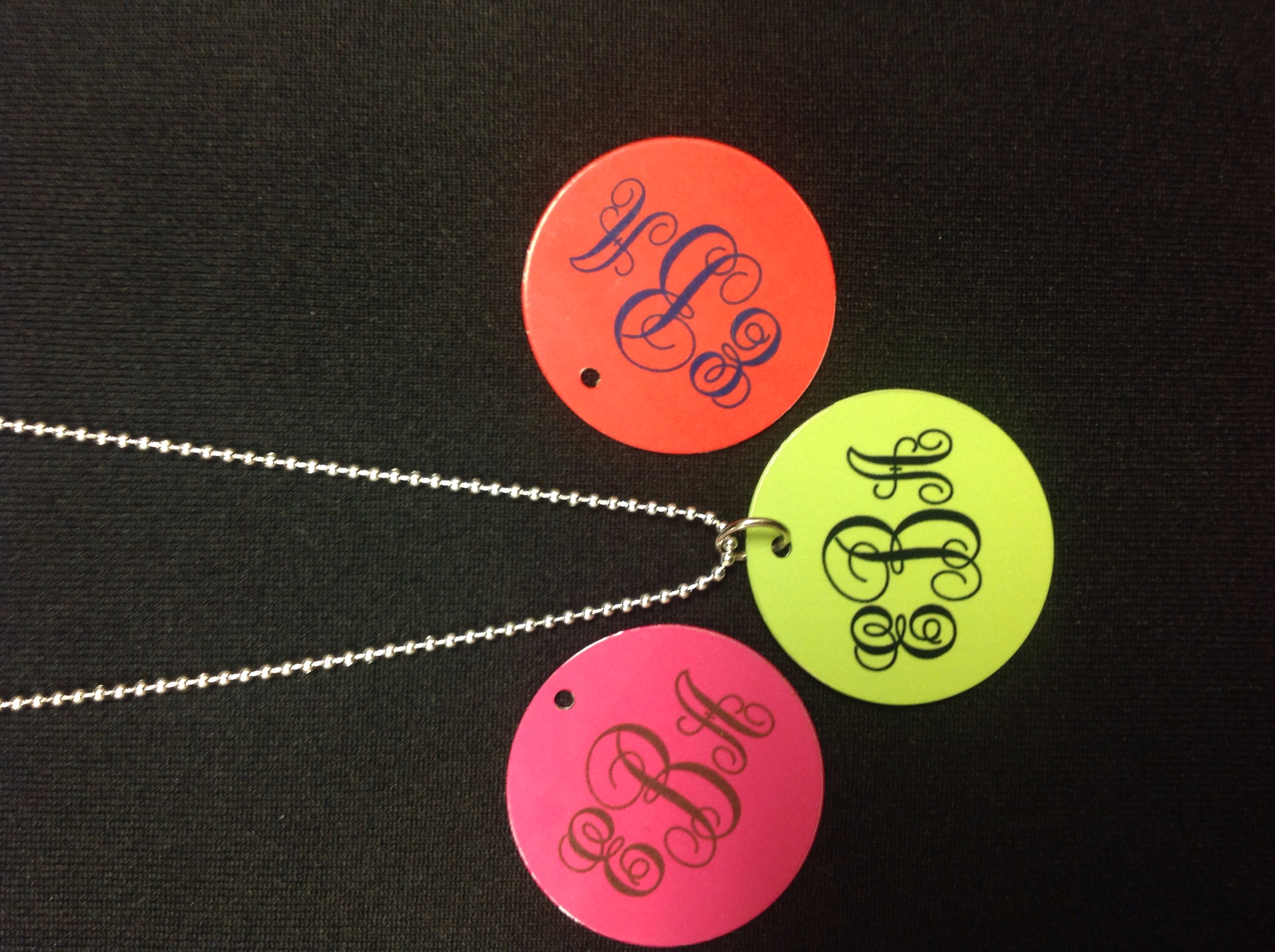 Monogramed Jewelry made with sublimation printing