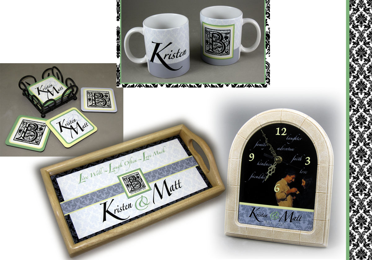 Gift Set for Newlyweds made with sublimation printing