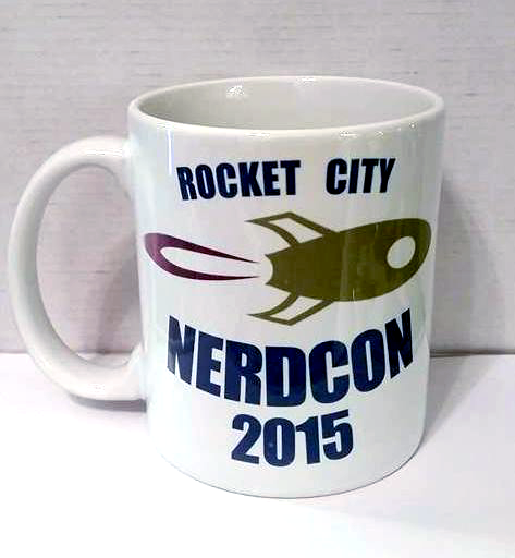 Rocket City NerdCon mug made with sublimation printing