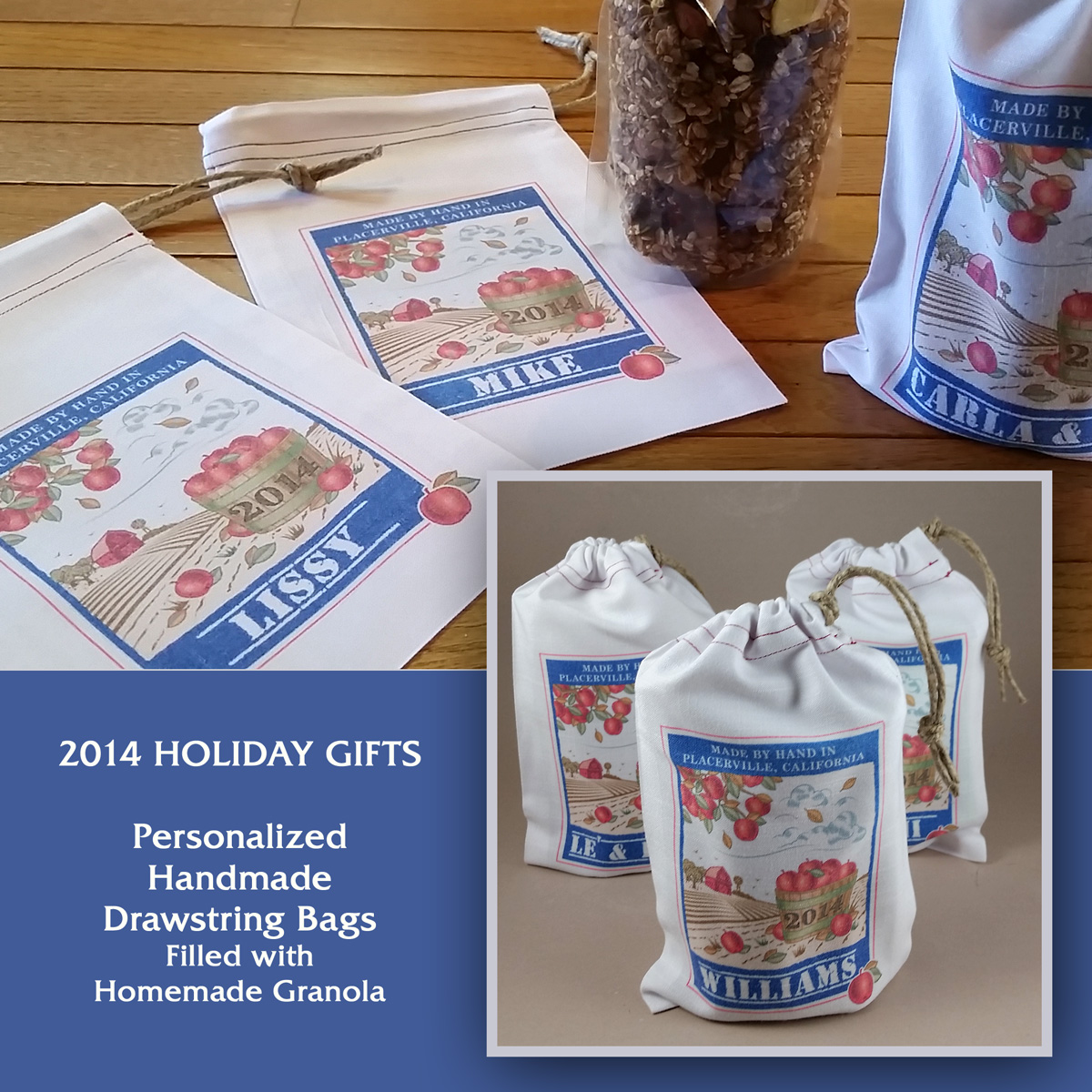 Granola Gift Bags made with sublimation printing