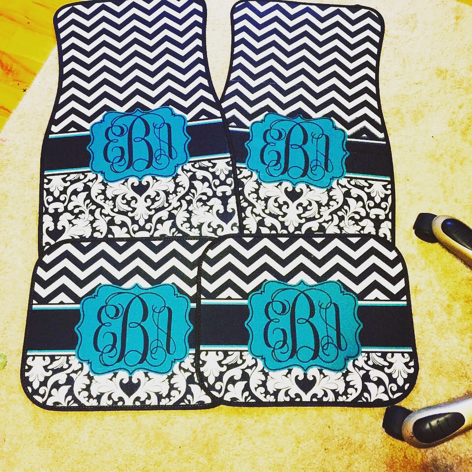 Monogram Car Mats made with sublimation printing