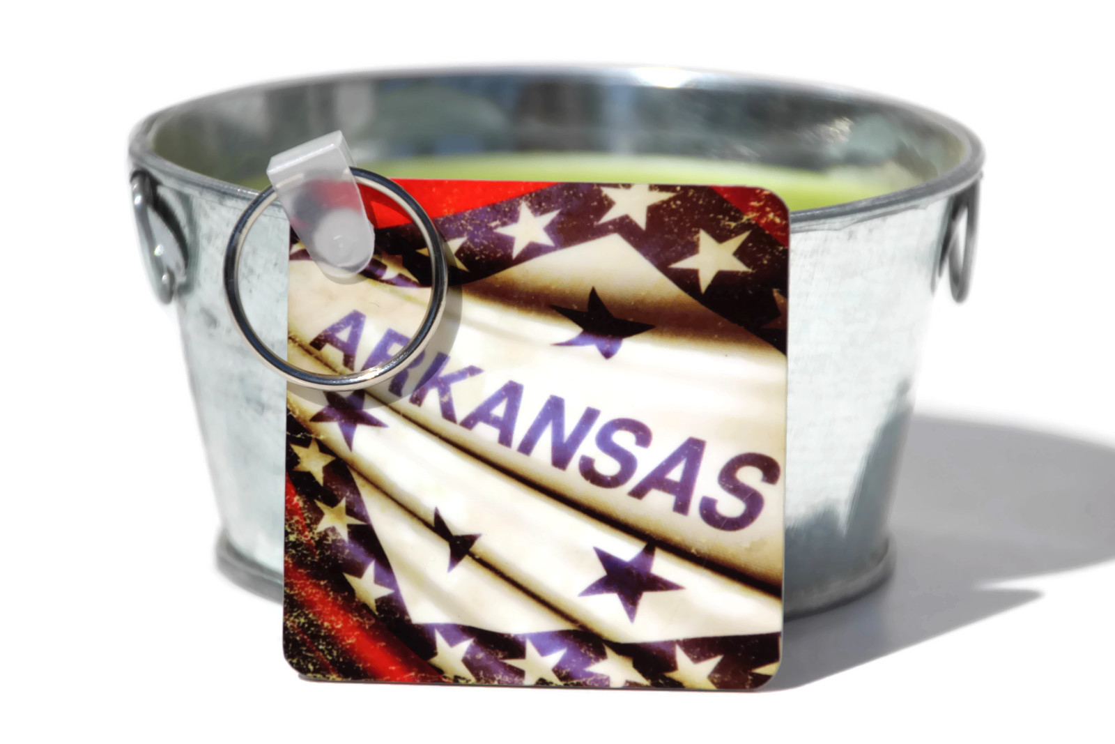 Arkansas Keychain made with sublimation printing