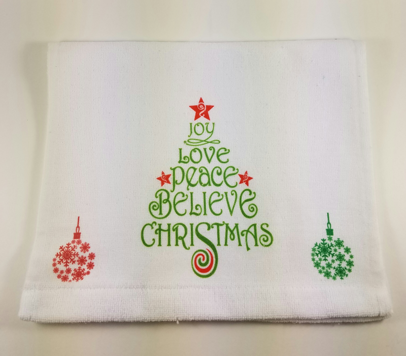 Christmas tea towel made with sublimation printing