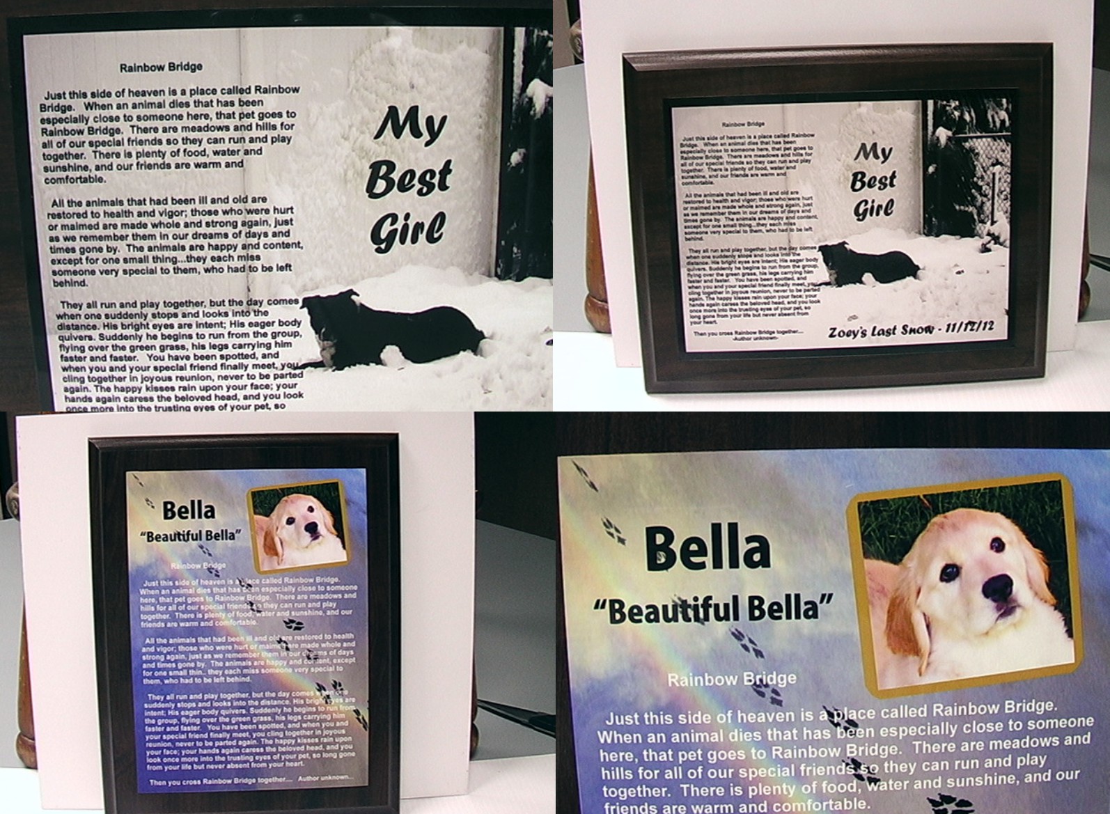 Pet Memorial Plaques made with sublimation printing