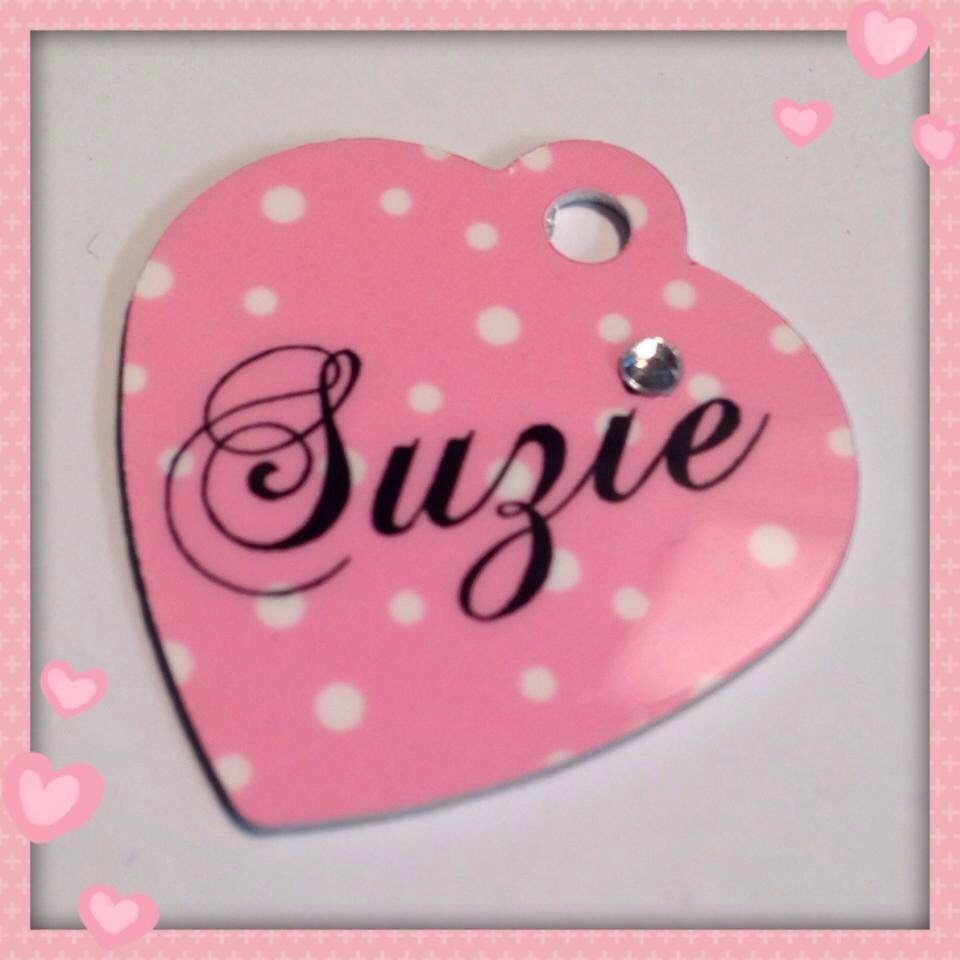 Pet tag with a little bling made with sublimation printing