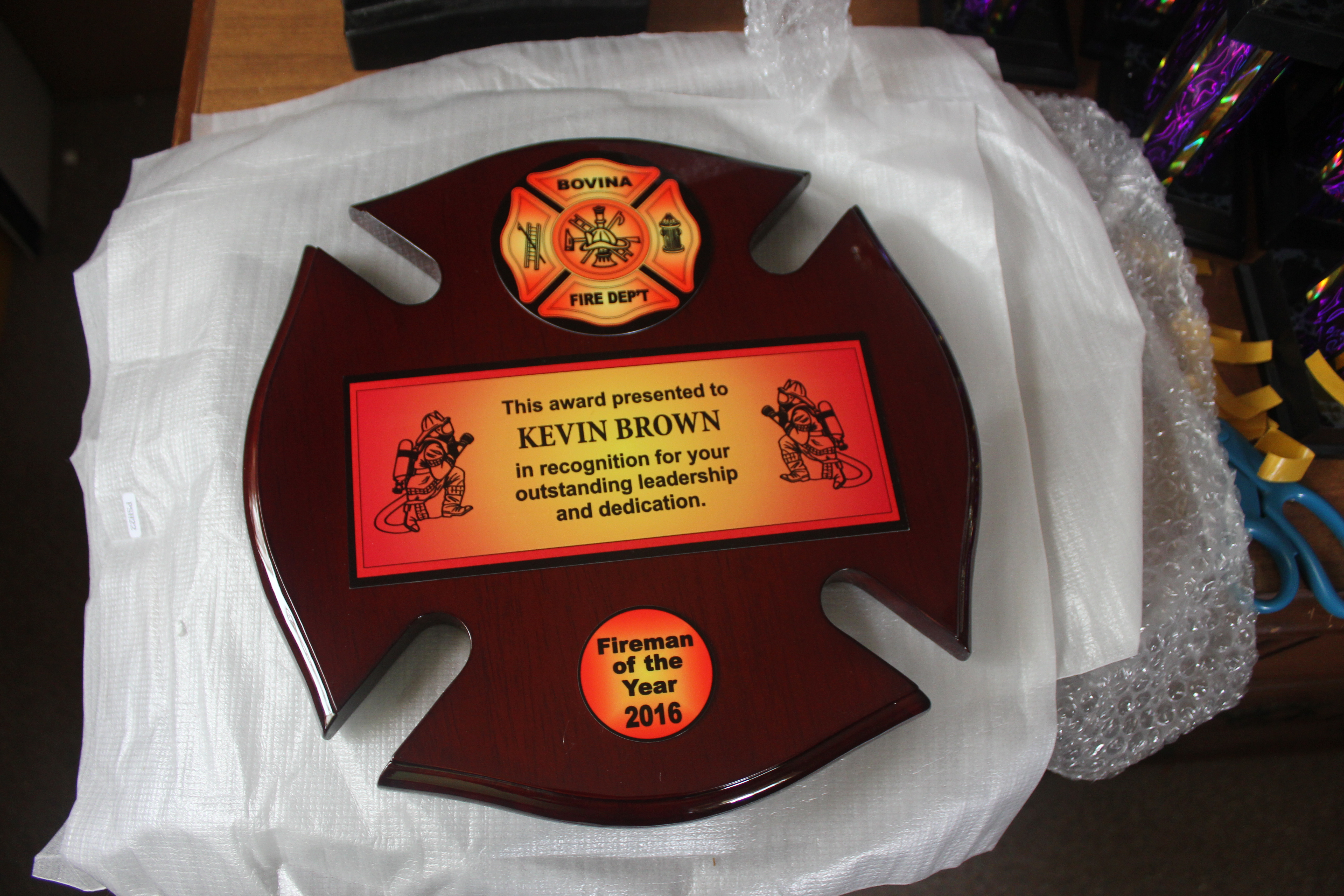 fireman plaque made with sublimation printing