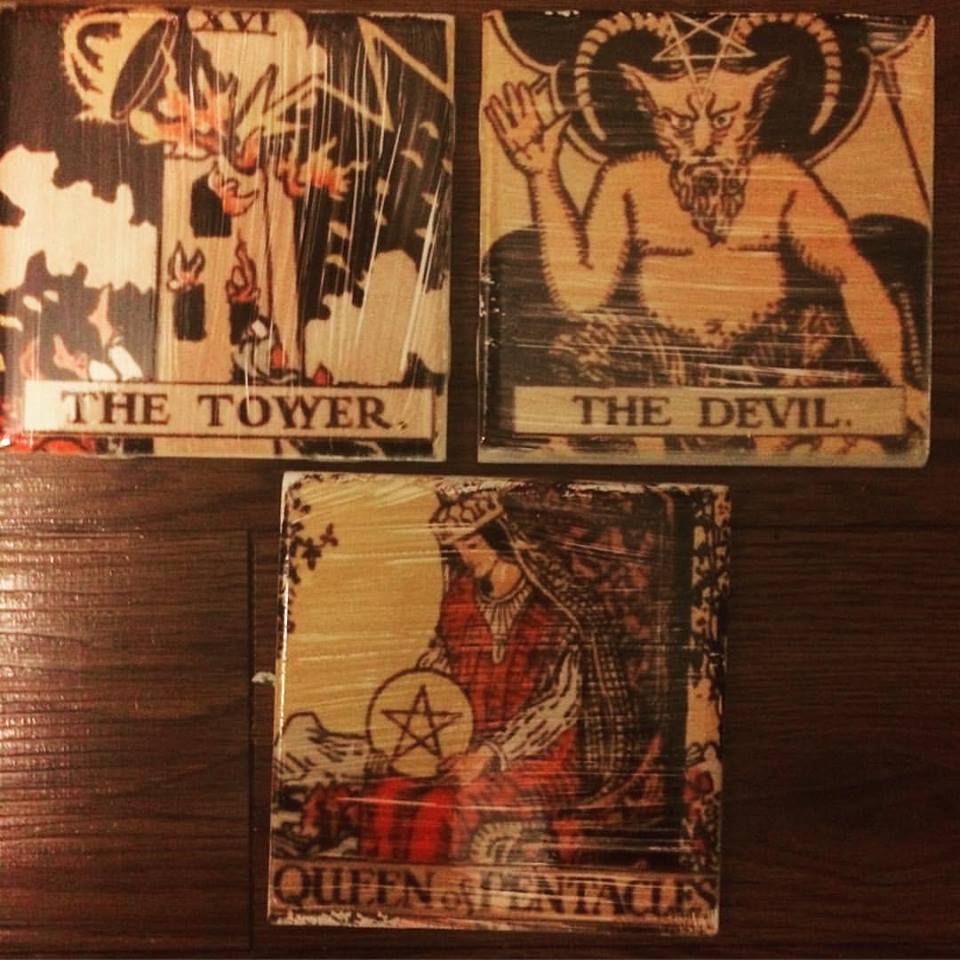 Tarot Card design coasters made with sublimation printing