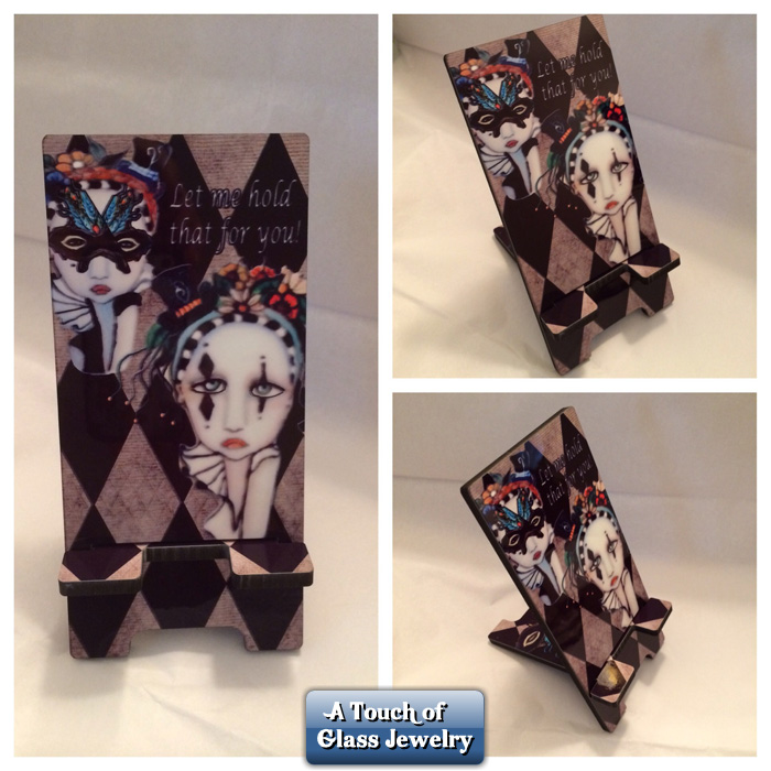 Harlequin Phone Stand made with sublimation printing