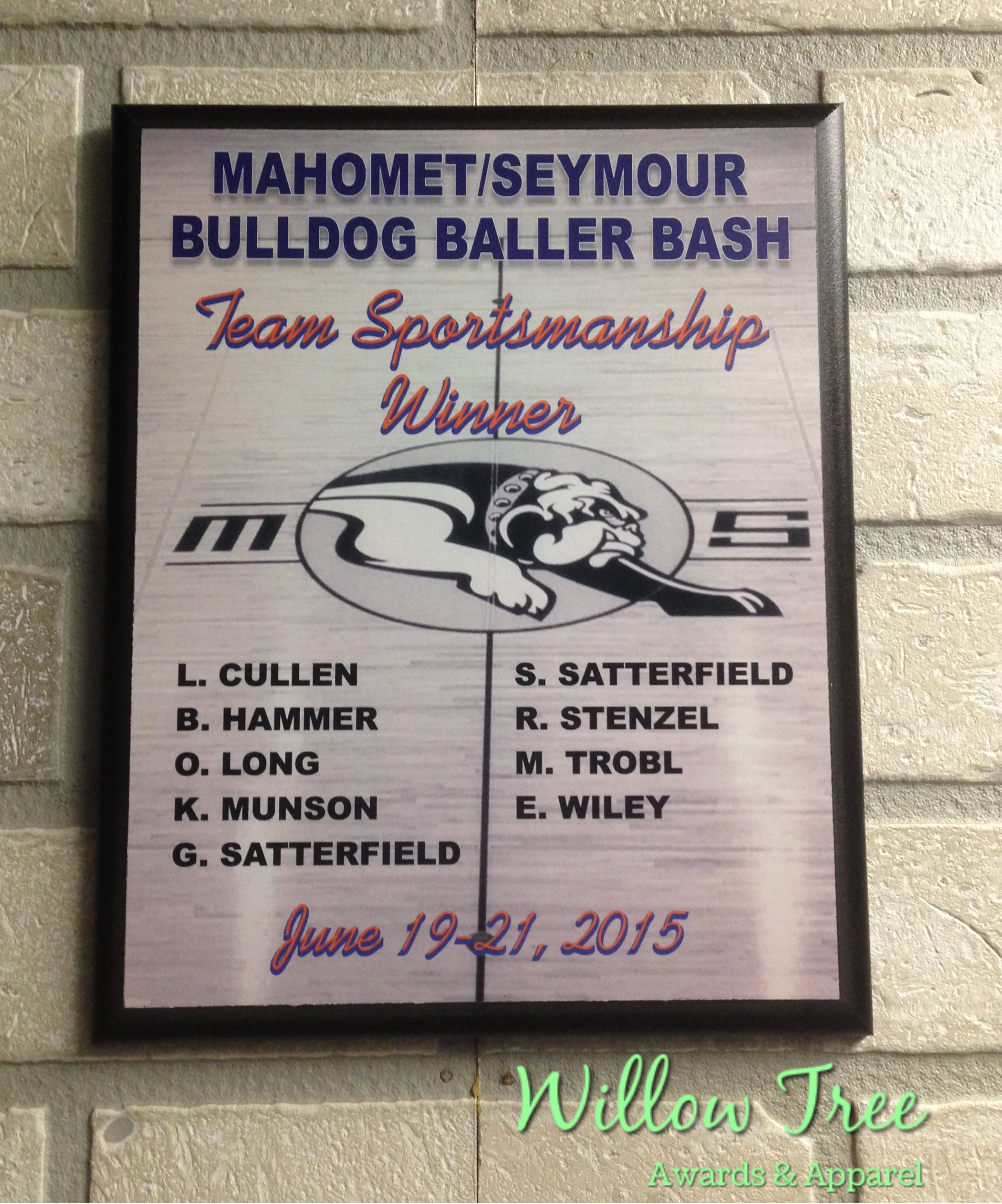 Sportsmanship Plaque made with sublimation printing