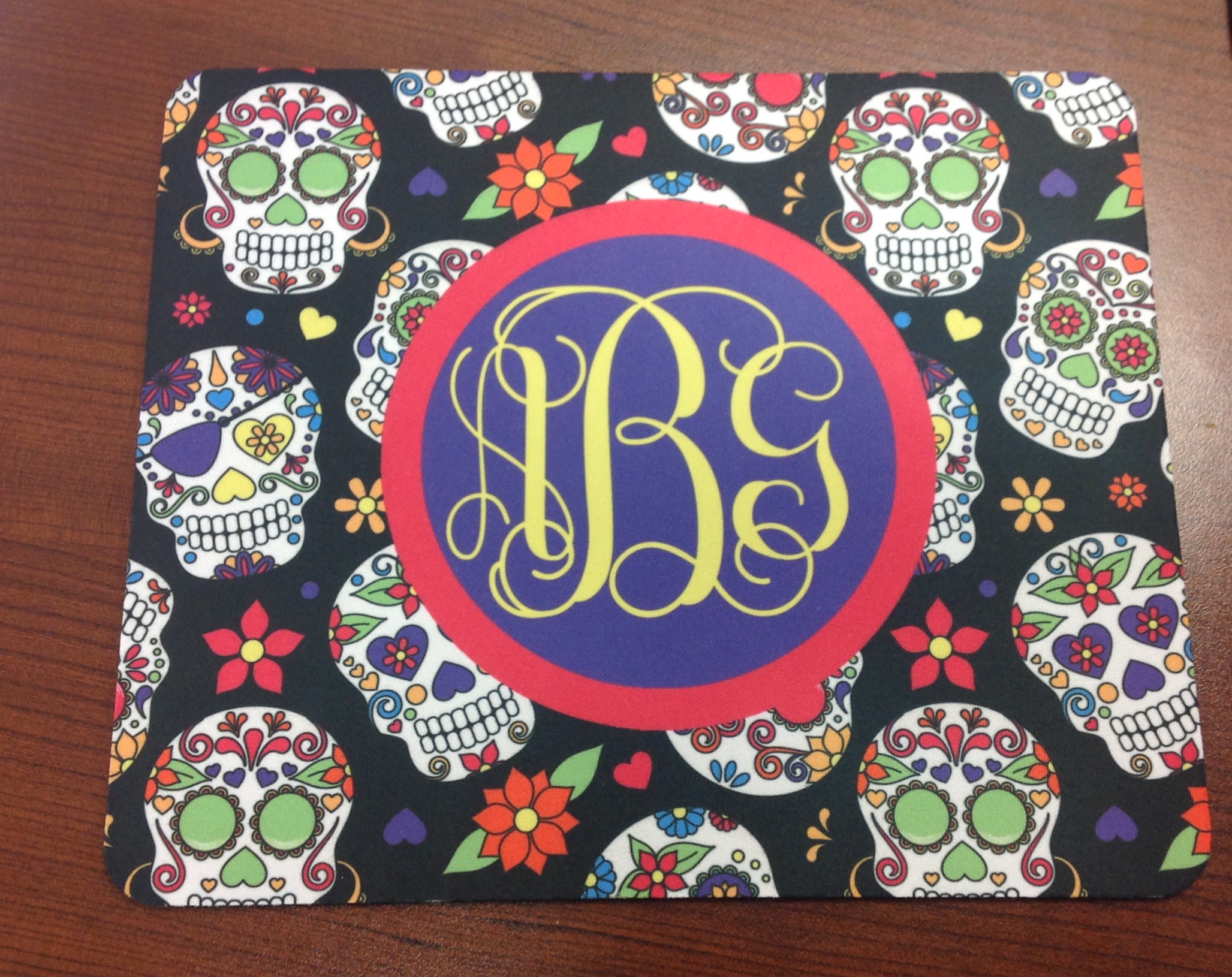 Sugar Skull Mouse Pad made with sublimation printing