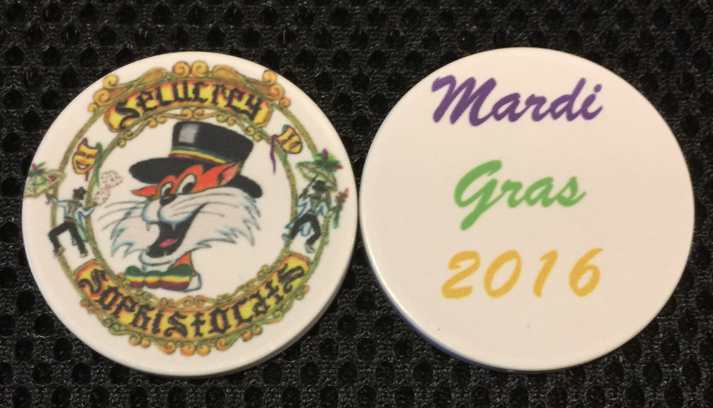 Mardi Gras Tokens made with sublimation printing