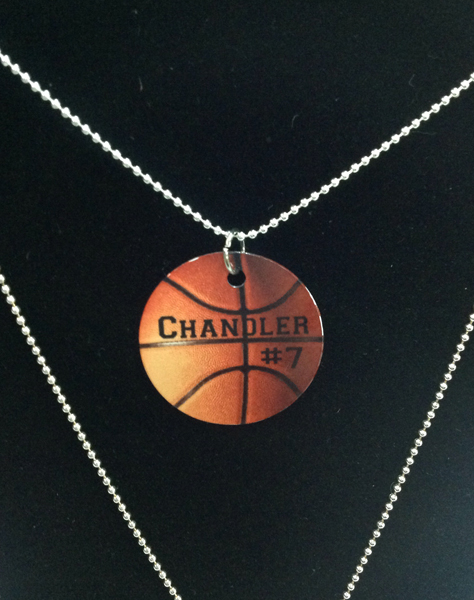 Basketball Necklace made with sublimation printing