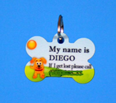 Bone Doggie ID Tag made with sublimation printing
