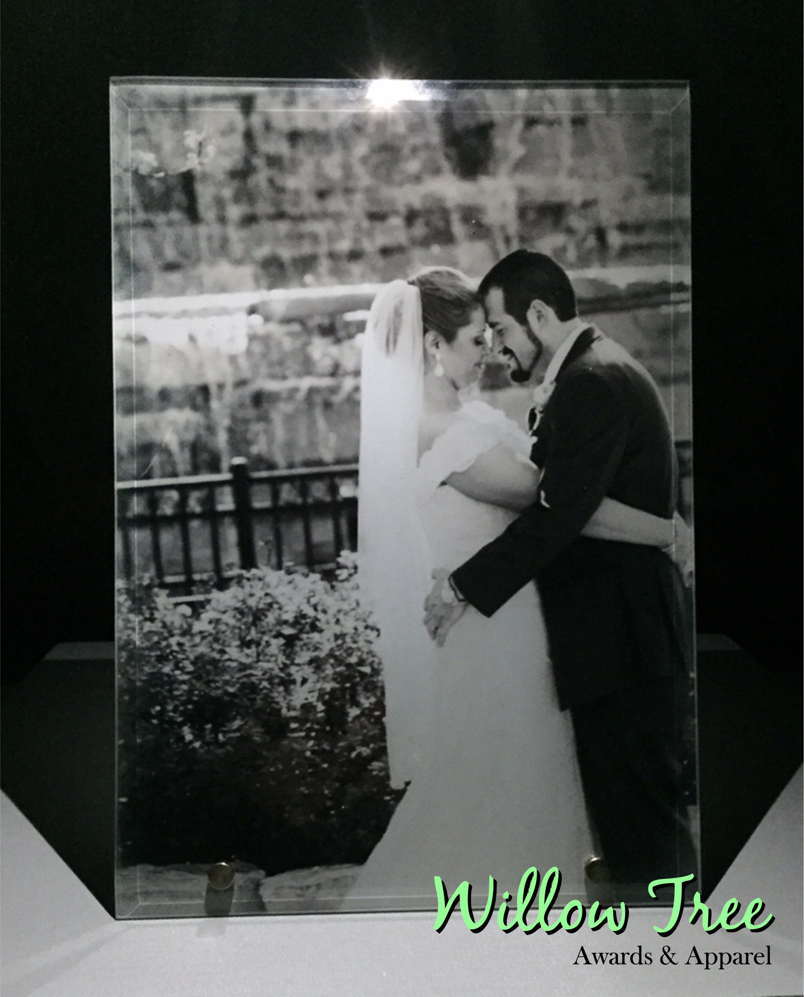 SubliGlass Wedding Photo made with sublimation printing
