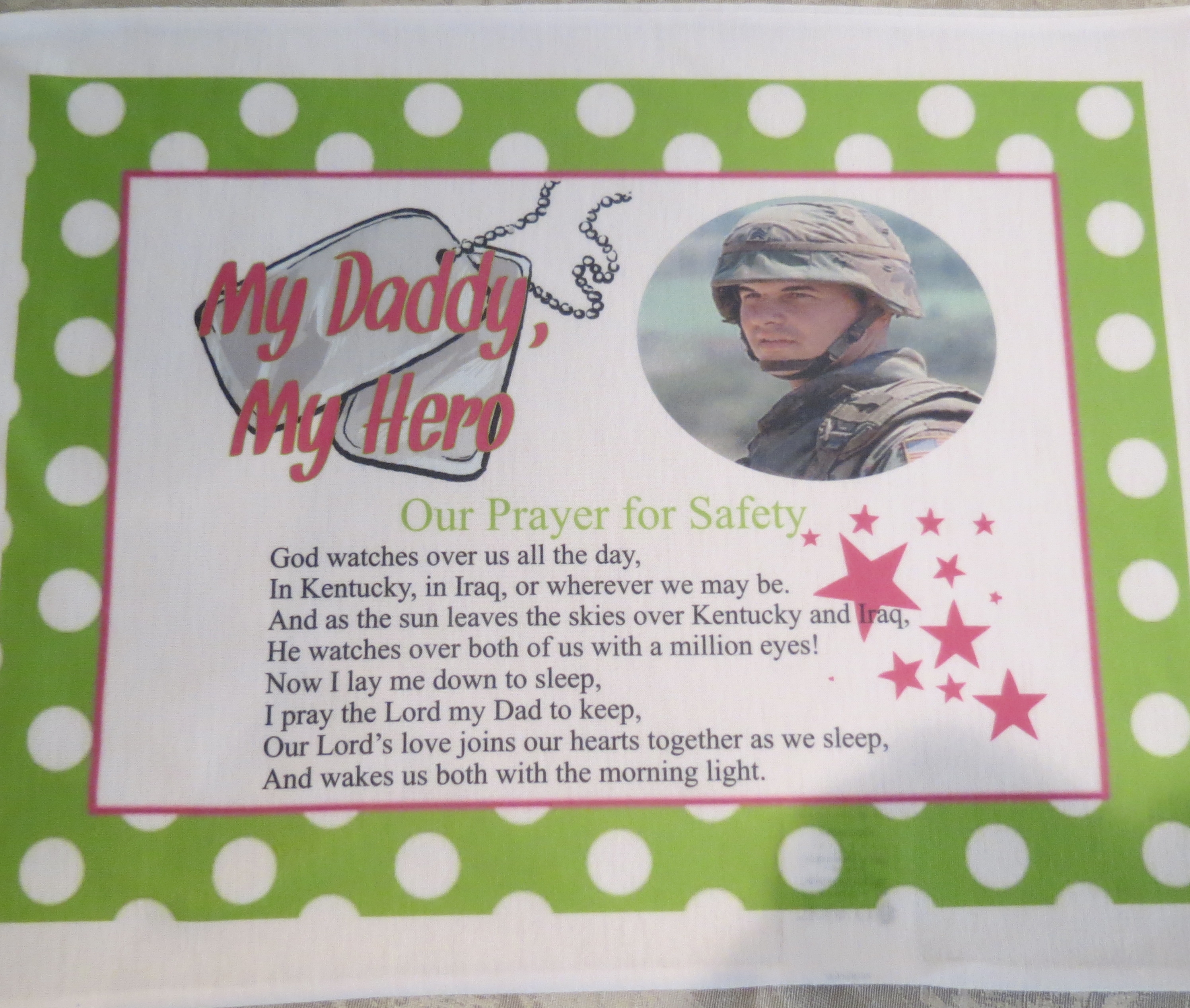 Military Safety Prayer Pillowcases made with sublimation printing
