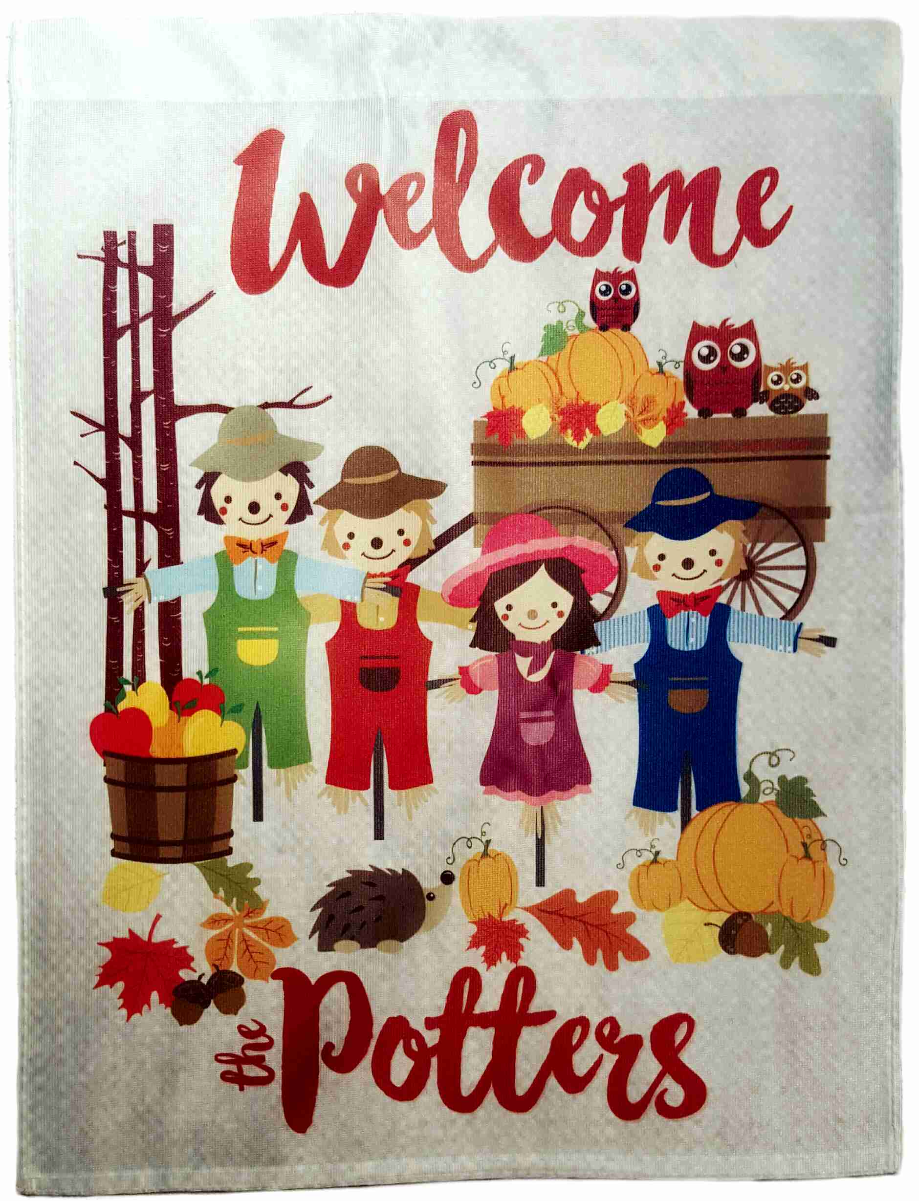 Personalized Fall Garden Flag made with sublimation printing