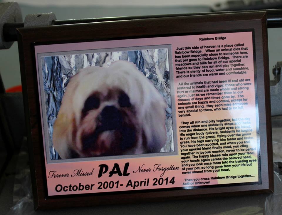 another pet memorial made with sublimation printing