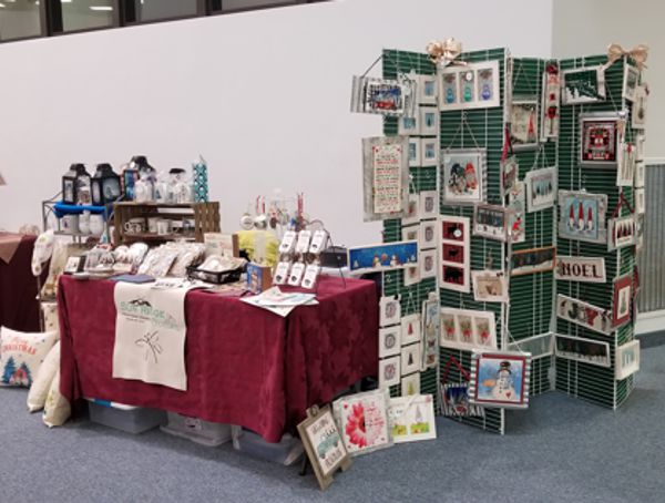 This is my craft show set up with a lot of different substrates and mixed media.
