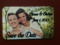 Save the date 
Magnetic cards.
Made with 2x3 glossy aluminum name badge