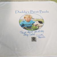 Regular Pillowcase designed to send to a deployed father so he 'sleeps' surrounding in his son'