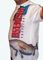 Wrap around view of Louisiana Redfish shirt. The fish was ironed on separate from the words abo