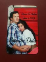 Save the date 
Magnetic cards.
Made with 2x3 glossy aluminum name badge